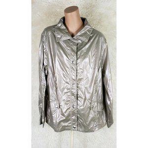 Ac-ti-vology Women's Size 1-X Mettalic Workout Jacket Snap Button Drawstring B